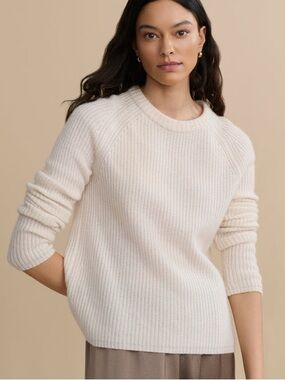 Jenni Kayne Cashmere Fisherman’s Sweater Ivory Sz M